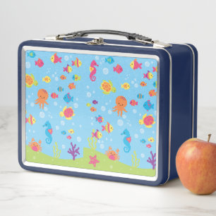 Cute Underwater Scene Metal Lunch Box
