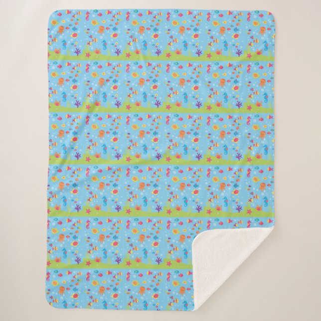 Cute Underwater Scene Sherpa Blanket (Front)