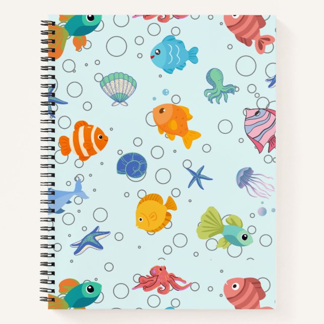 Cute Underwater Sea Life Spiral Notebook (Front)