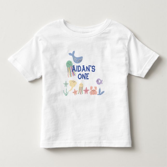 Cute Underwater World First Birthday Toddler T-Shirt (Front)