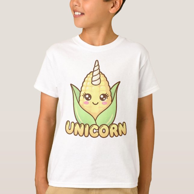 Cute Uni-Corn Pun Kawaii Kids T-Shirt (Front)