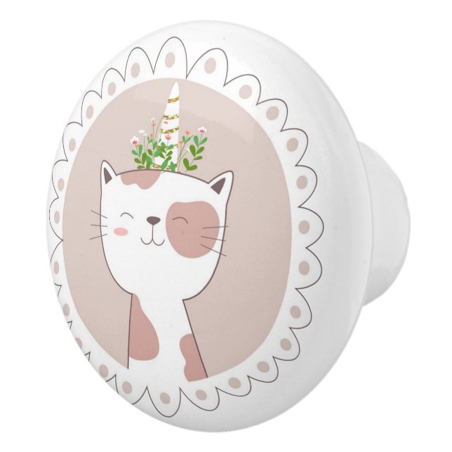 Cute Unicat Ceramic Knob (Right)