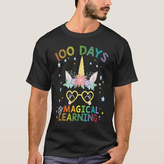 Cute Unicorn 100 Days Of Magical Learning 100th Da T-Shirt (Front)
