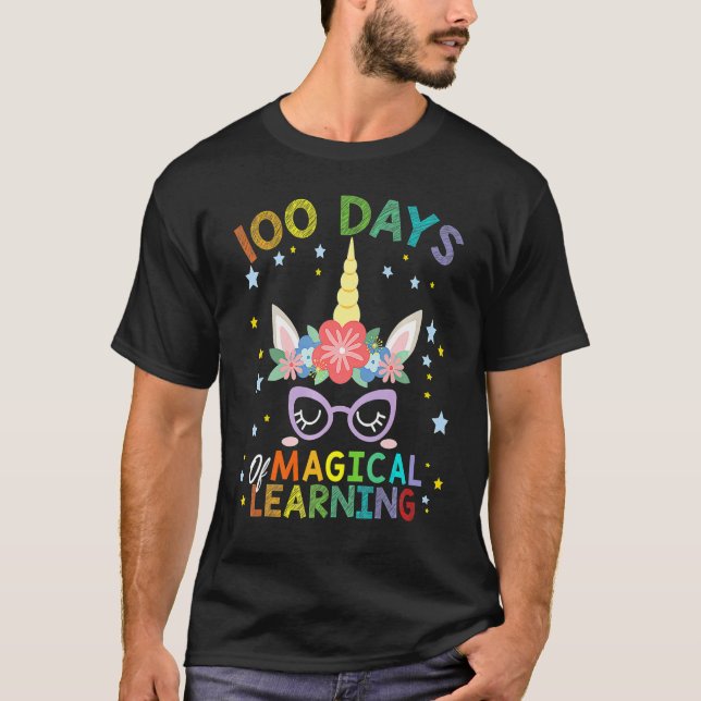 Cute Unicorn 100 Days Of Magical Learning 100th Da T-Shirt (Front)