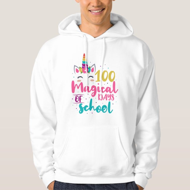 Cute Unicorn 100 Magical Days Of School Hoodie (Front)
