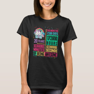 Cute Unicorn 20 Years Lifetime Rainbow 20th Birthd T-Shirt