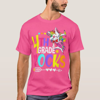 Cute Unicorn 4th Grade Rocks Funny First Day Back T-Shirt