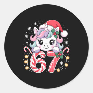 Cute Unicorn 67 Christmas Meme Six Seven Christmas Classic Round Sticker