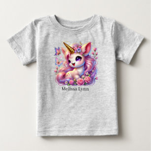 Cute unicorn add name fantasy  baby T-Shirt