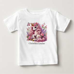 Cute unicorn add name fantasy  baby T-Shirt
