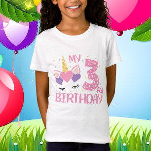 cute unicorn age three Birthday  T-Shirt