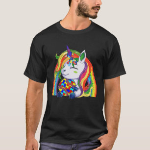 Cute Unicorn Autism Awareness Rainbow Baseball Lov T-Shirt