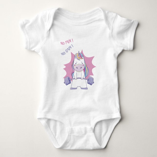 Cute Unicorn  Baby Bodysuit (Front)