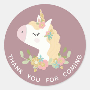 Cute unicorn. Baby girl. Thank you for coming Classic Round Sticker