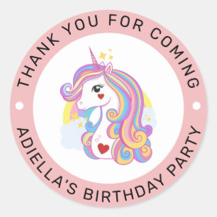 Cute Unicorn Baby Shower Birthday Thank You Classic Round Sticker