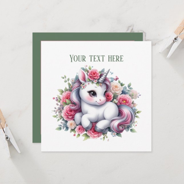 Cute unicorn baby shower customisable  invitation (Front/Back In Situ)