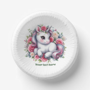 Cute unicorn baby shower customisable paper plate