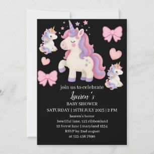 Cute Unicorn Baby Shower Invitation Magical