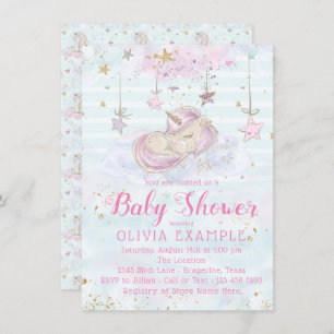 Cute Unicorn Baby Shower Invitations