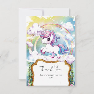 Cute Unicorn Baby Shower Thank You Card