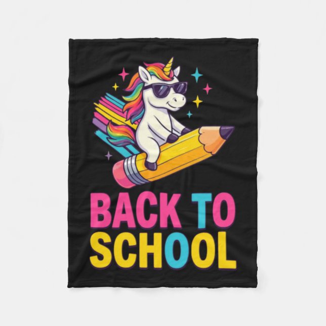 Cute Unicorn Back To School First Day Of School Fleece Blanket (Front)
