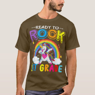 Cute Unicorn Back To School Ready To Rock 1st Grad T-Shirt