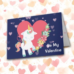 Cute Unicorn Be My Valentine Card