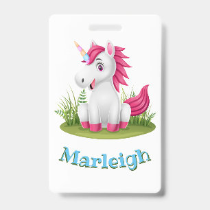 Cute Unicorn Birthday Badge Party Favor ID Badge