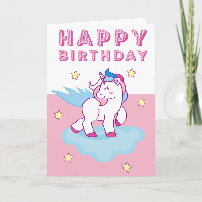 Cute Unicorn Birthday Card (Front)