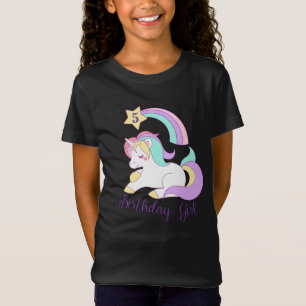 Cute Unicorn Birthday Custom Number Typography Art T-Shirt