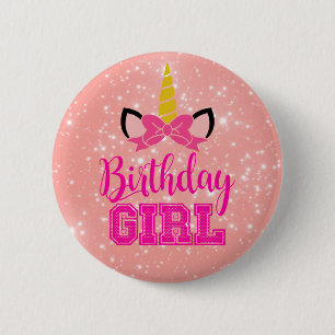 Cute Unicorn BIRTHDAY GIRL 6 Cm Round Badge