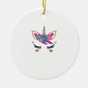 Cute Unicorn Birthday Outfit Ceramic Tree Decoration