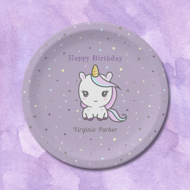 Cute Unicorn Birthday Paper Plates (Cute Unicorn Birthday Paper Plates)