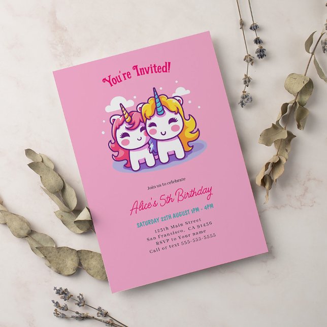 Cute Unicorn Birthday Party Invitation (Creator Uploaded)