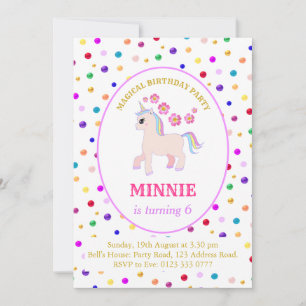 Cute Unicorn Birthday Party Invitation