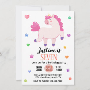 Cute Unicorn Birthday Party Invitation