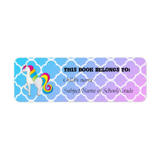 Cute Unicorn Blue and Pink Quatrefoil