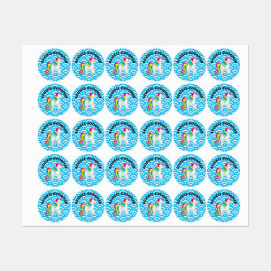 Cute Unicorn Blue Wave