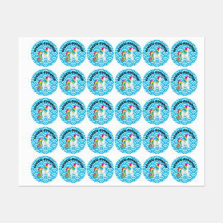 Cute Unicorn Blue Wave
