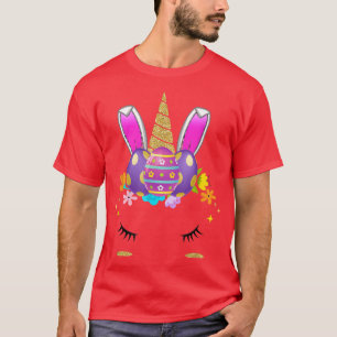 Cute Unicorn Bunny Ears Egg Face Easer Day Kids Gi T-Shirt