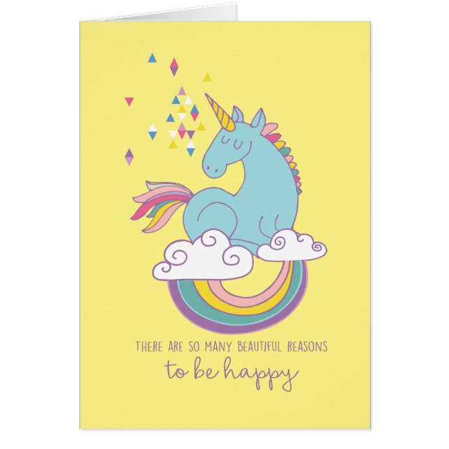 Cute Unicorn Card - "So Many Reasons to be Happy!" (Front)
