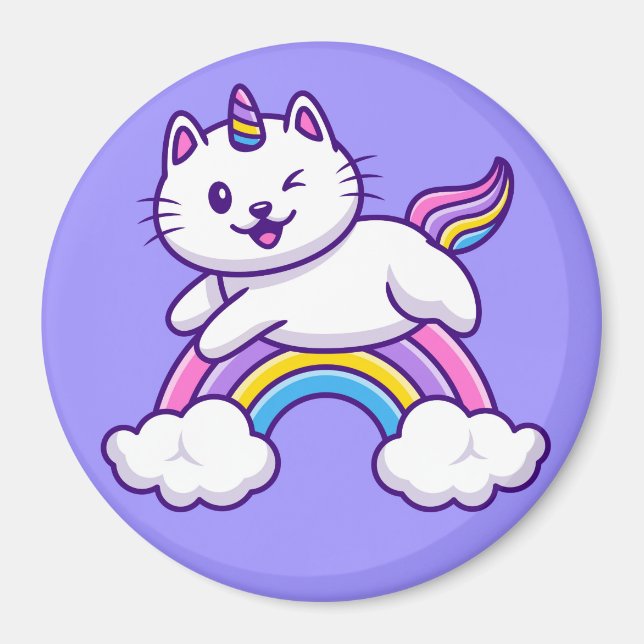 Cute Unicorn Cat Magnet (Front)