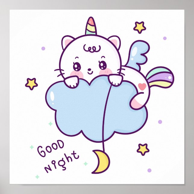 Cute unicorn cat poster (Front)