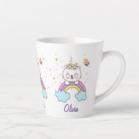 Cute Unicorn Cat Rainbow Stars Kid's Birthday Name