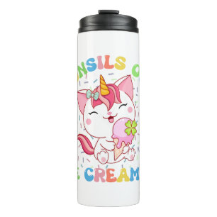 Cute Unicorn Cat with Ice Cream   Funny Pun Thermal Tumbler
