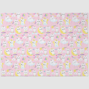 Cute Unicorn Cats Light Pink Patterns Tissue Paper
