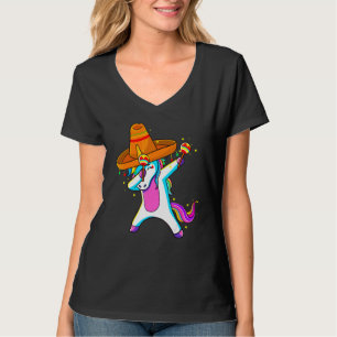 Cute Unicorn Cinco De Mayo Dabbing Mexican Women M T-Shirt