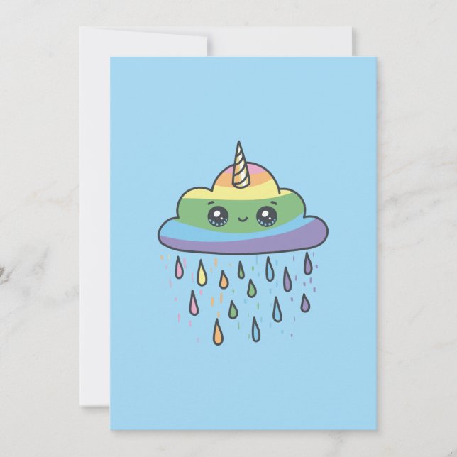 Cute Unicorn Cloud Invitation (Front)
