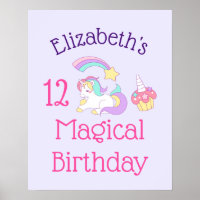 Cute Unicorn Colourful Shooting Star & Cupcake