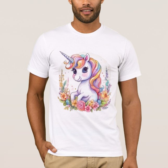 Cute Unicorn Cool Rainbow positive T-Shirt (Front)